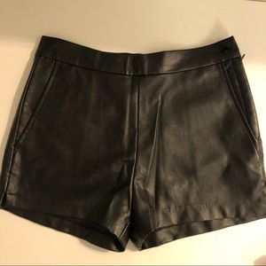 Anthropologie Six Crisp Days black leather shorts
